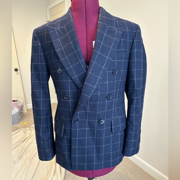 Ralph Lauren Jackets & Blazers - Ralph Lauren Polo double breasted navy windowpane 100% wool grandpa Blazer